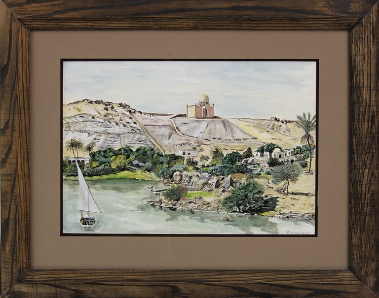 Vue sur le Nil , le tombeau de l’Aga Khan