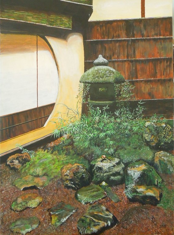 Japon : Jardin Japonais Avec Lampe Japon : Jardin Japonais Avec Lampe