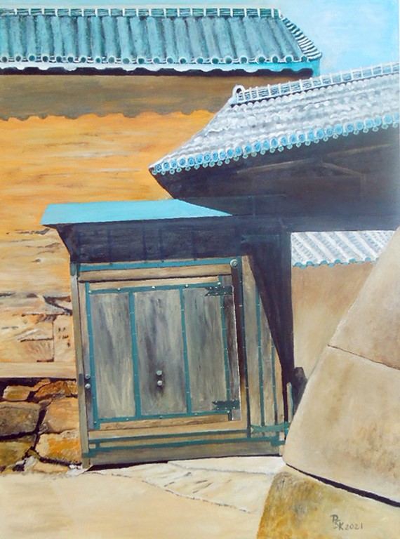 Peinture de Petra Kirschleger Japon : porte ouverte à l'inconnu