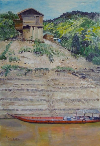 Laos : La Barque Sur Le Mékong Laos : La Barque Sur Le Mékong